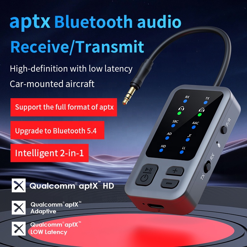 M3 Bluetooth 5.4 AUX transmitter autóhoz, TV-hez és vezeték nélküli fejhallgatóhoz-14
