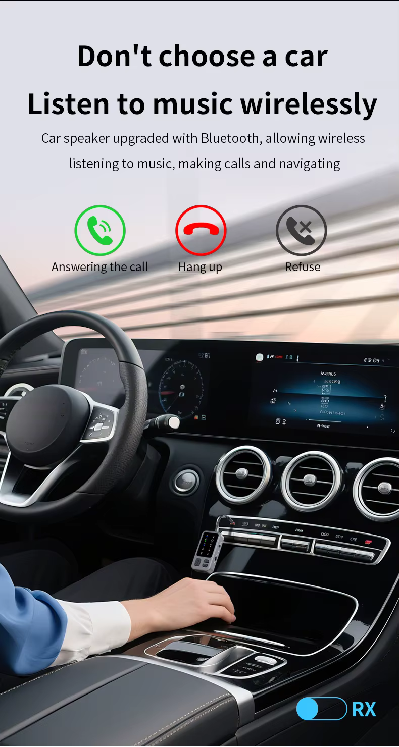 M3 Bluetooth 5.4 AUX transmitter autóhoz, TV-hez és vezeték nélküli fejhallgatóhoz-19