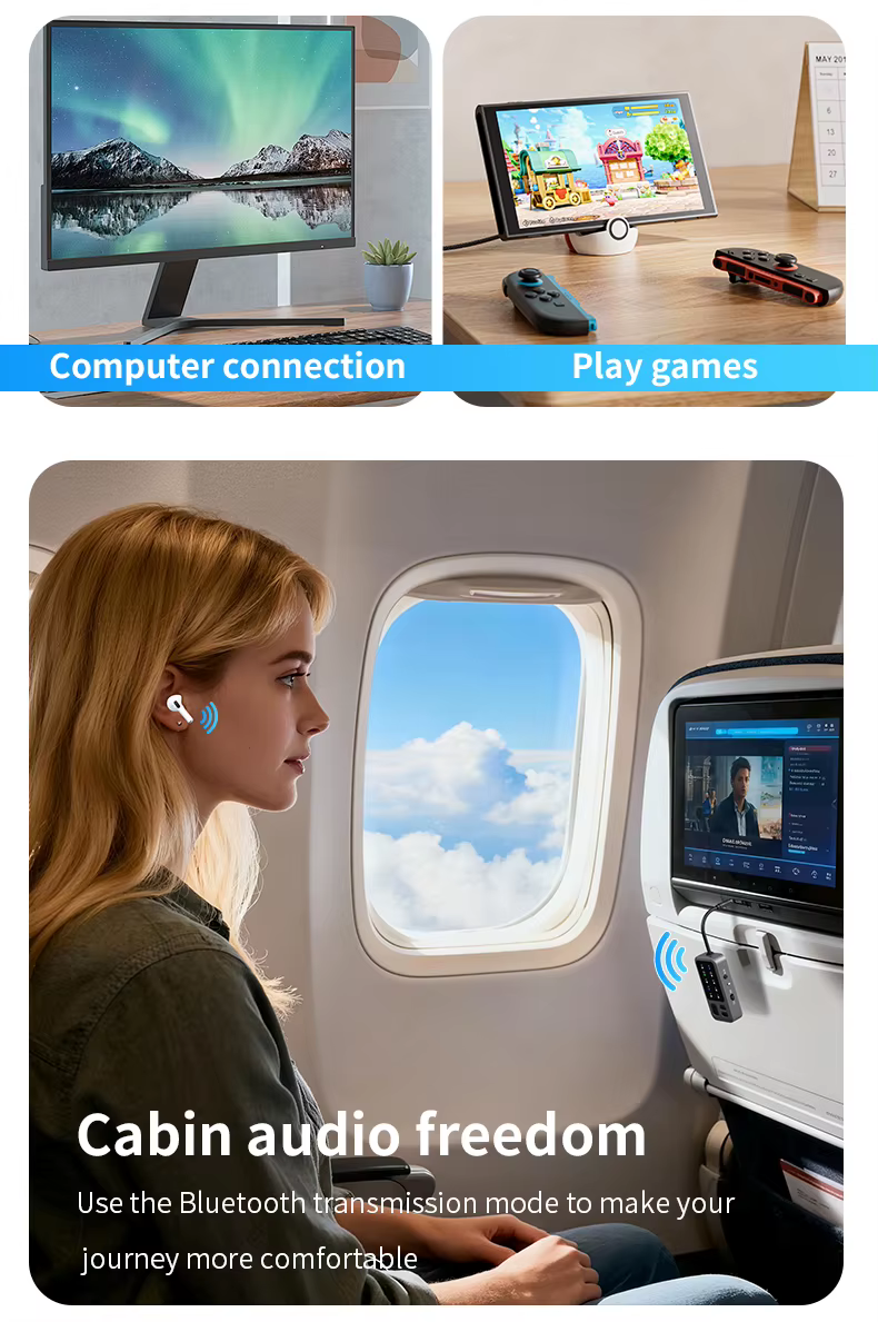 M3 Bluetooth 5.4 AUX transmitter autóhoz, TV-hez és vezeték nélküli fejhallgatóhoz-18