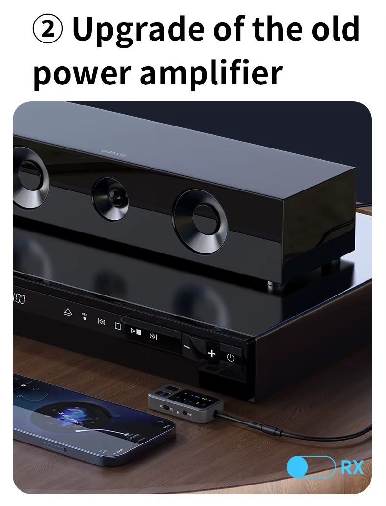 M3 Bluetooth 5.4 AUX transmitter autóhoz, TV-hez és vezeték nélküli fejhallgatóhoz-1