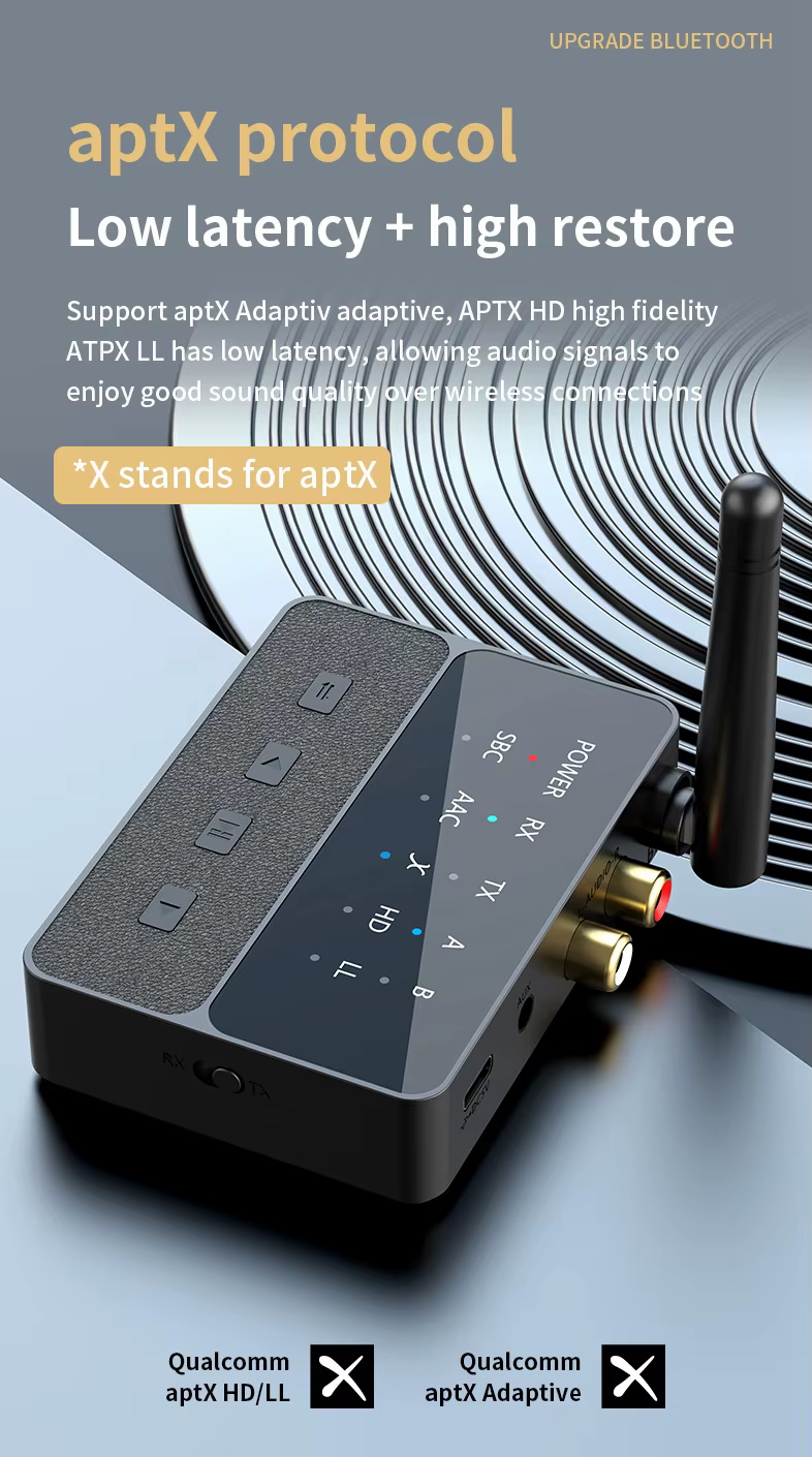 D600 alacsony késleltetésű 2 az 1-ben Bluetooth 5.3 AUX adapter vevő és adó párosítással-6