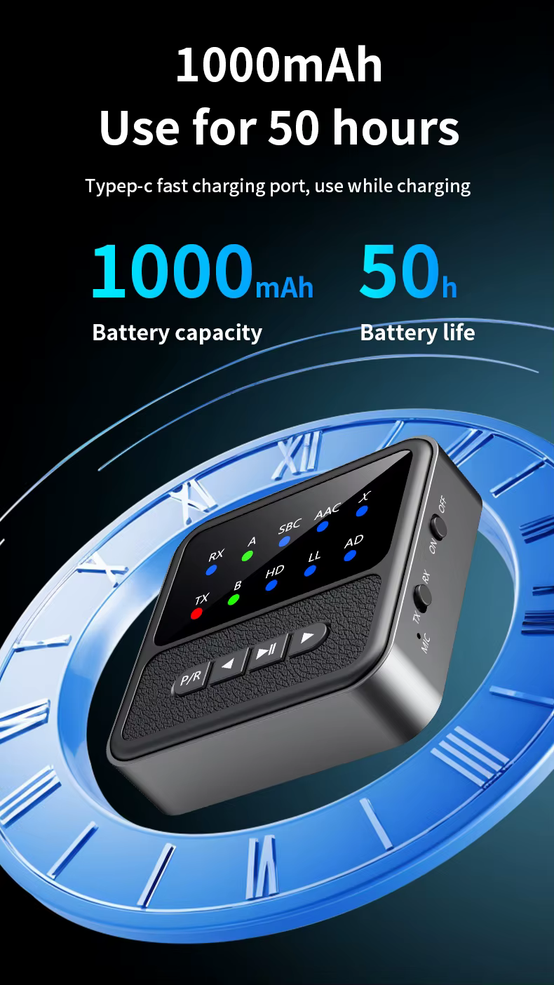 BT200 Bluetooth 5.4 audio adapter 2 fejhallgatóhoz – 2 az 1-ben transmitter és receiver-2