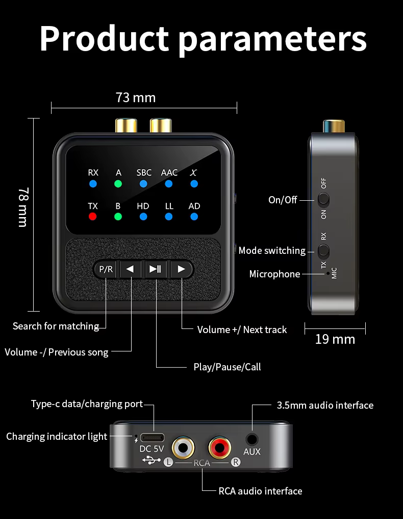 BT200 Bluetooth 5.4 audio adapter 2 fejhallgatóhoz – 2 az 1-ben transmitter és receiver-8
