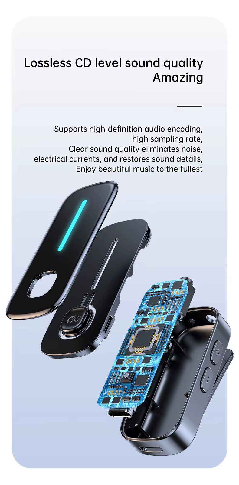 C89 csíptethető Bluetooth 5.3 audio adapter vevő és adó TV-hez, autóhoz és utazáshoz-19