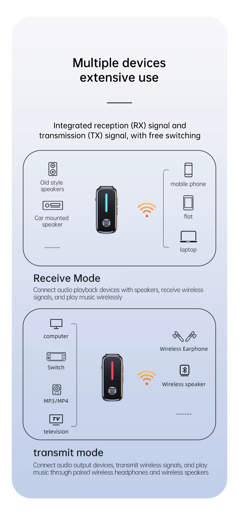 C89 csíptethető Bluetooth 5.3 audio adapter vevő és adó TV-hez, autóhoz és utazáshoz-4