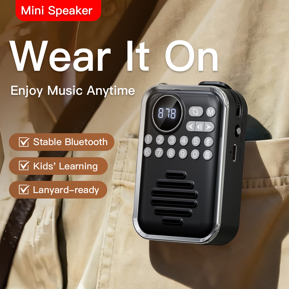 P70 retro mini FM rádió, Bluetooth hangszóró rádióval, teleszkópos antennával és TF kártya támogatással fekete Zsebrádió-9