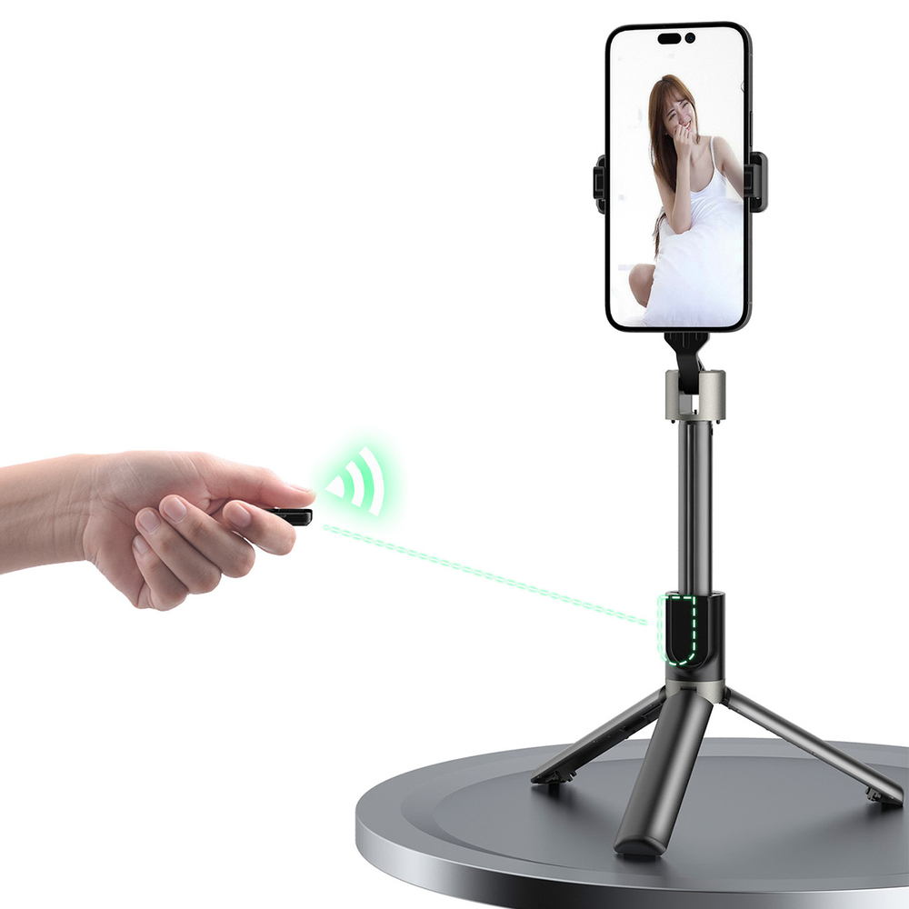 Dudao F18 Selfie Bot 1.1m állvánnyal és Bluetooth távvezérlővel - Fekete-6
