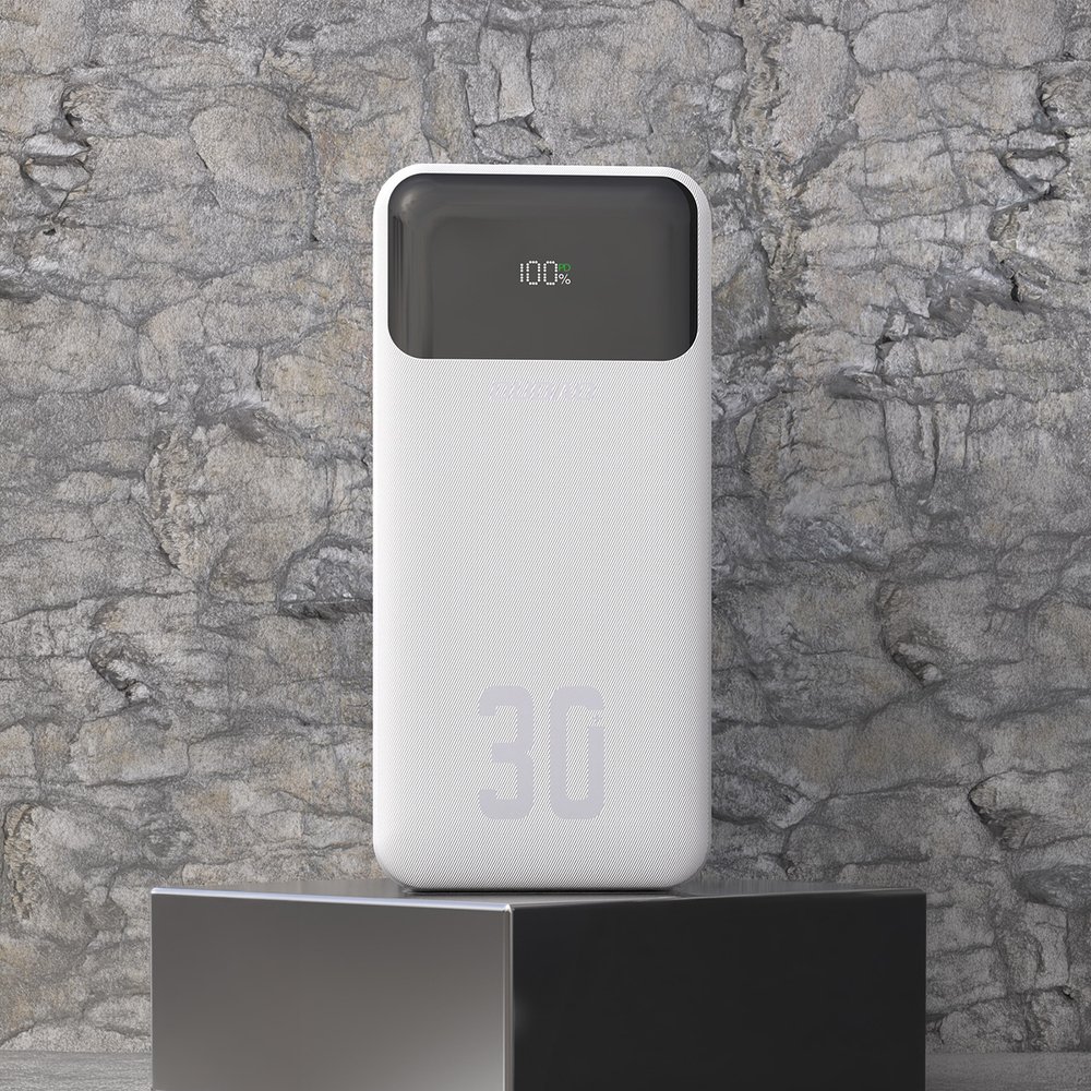 Dudao K15Max 30000mAh PD 22,5 W külső akkumulátor beépített USB-C és Lightning kábelekkel - fehér-1