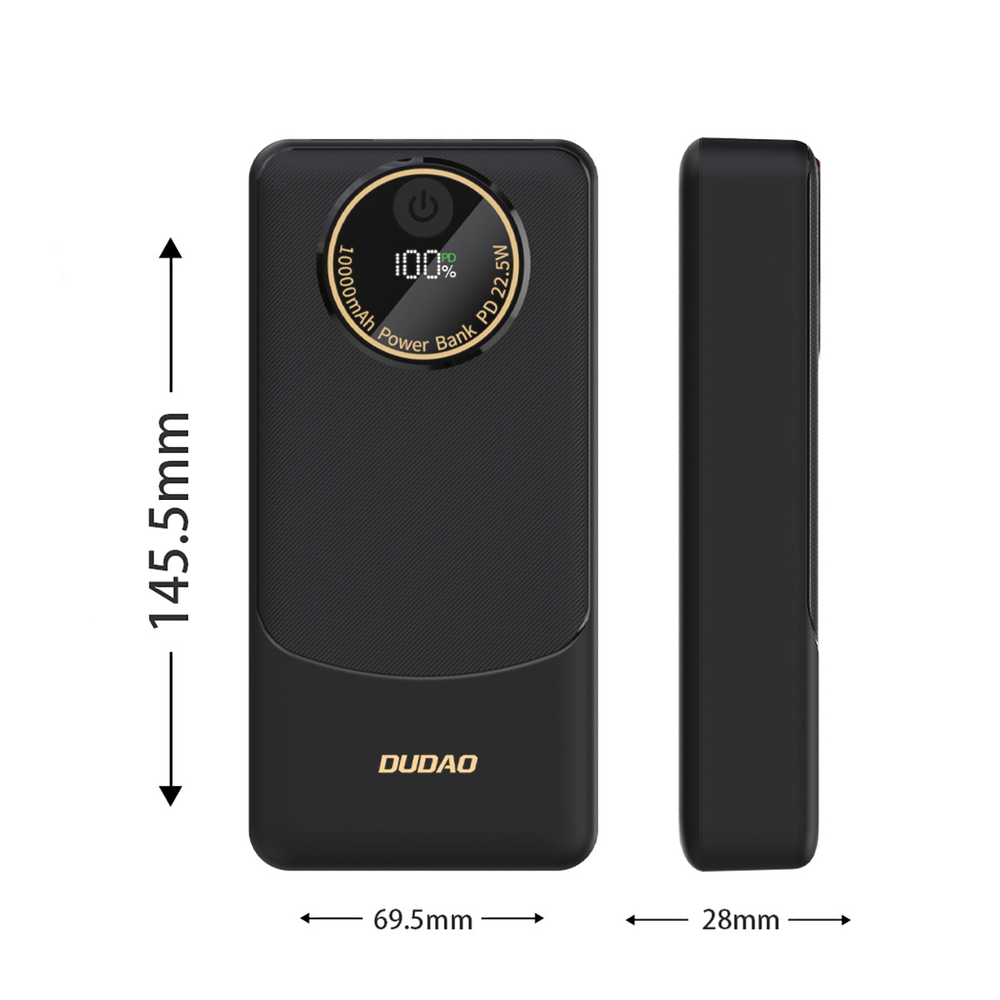 Dudao K12Pro Power Bank 22.5W PD 20000mAh USB-A, USB-C - Fekete-6