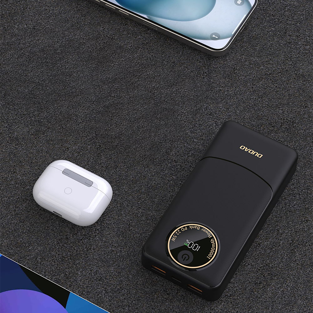 Dudao K12Pro Power Bank 22.5W PD 20000mAh USB-A, USB-C - Fekete-7