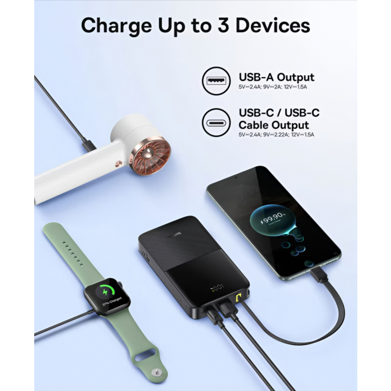 Powerbank Baseus EnerFill Bipow2 Pro, 10000mAh, 22.5W, QC + PD, Fekete E0027600-2