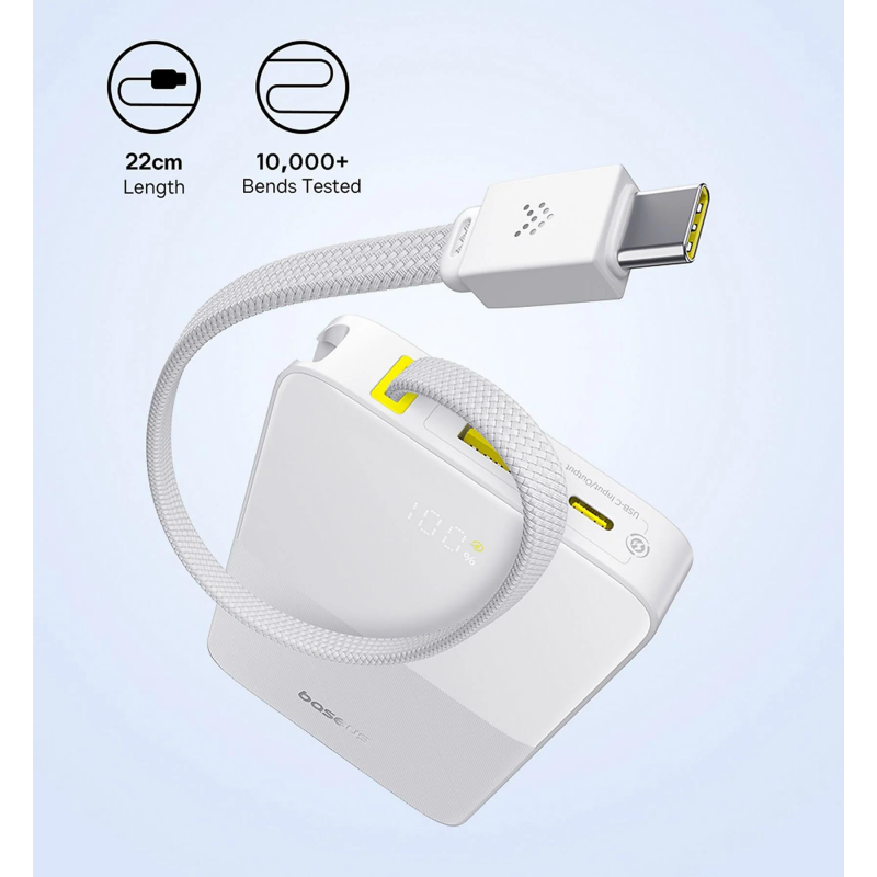 Powerbank Baseus EnerFill Bipow2 Pro, 10000mAh, 22.5W, QC + PD, Fehér E0027601-3