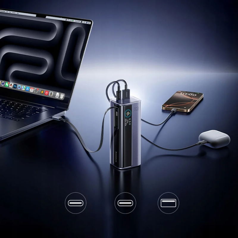 Baseus EnerGeek GR11 powerbank, 10000mAh, 100W, QC + PD, Szürke E0027A01-3