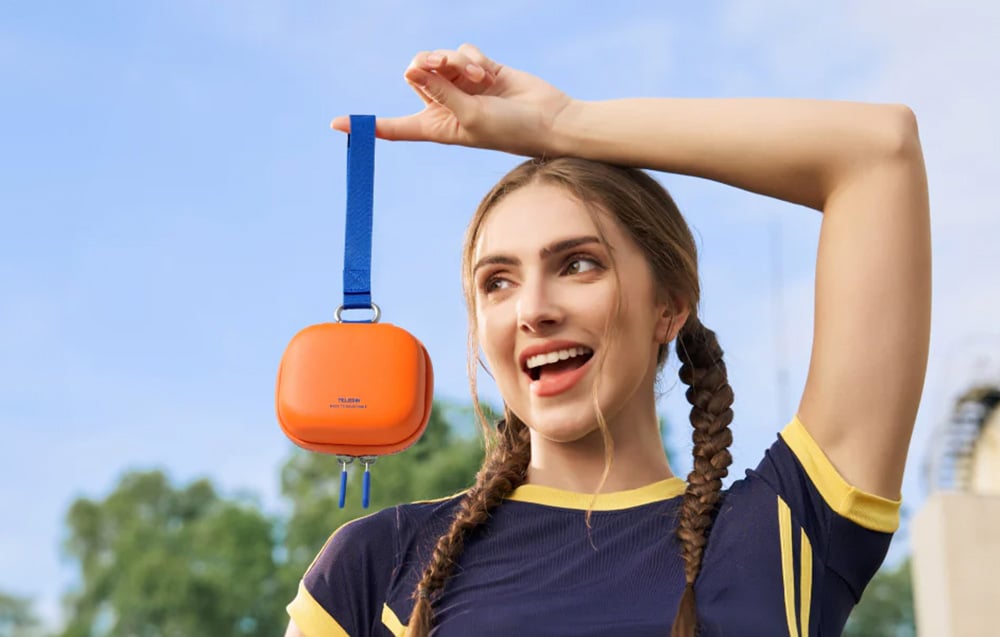 Telesin DisAdv EVA univerzális mini szállítótáska sportkamerákhoz (szürke-narancs)-2