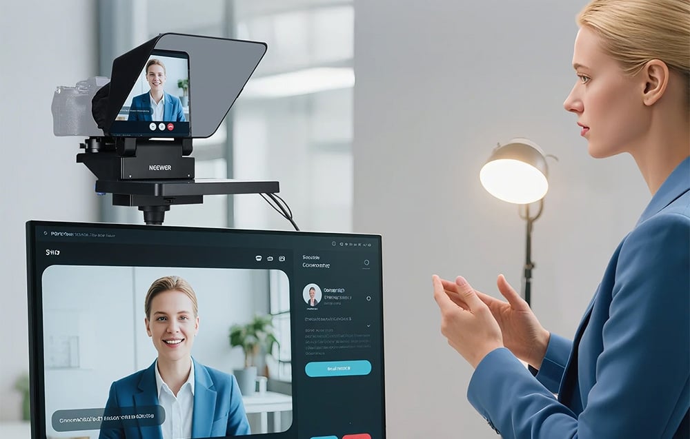 NEEWER X11 TELEPROMPTER BEÉPÍTETT TM8 MONITORRAL-2