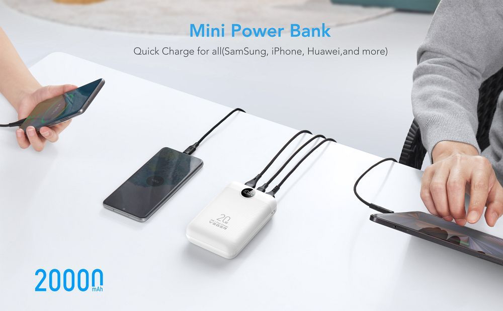 Veger S20 (W2081) PD QC3.0 2A 22,5W 20000 mAh fehér Powerbank-3
