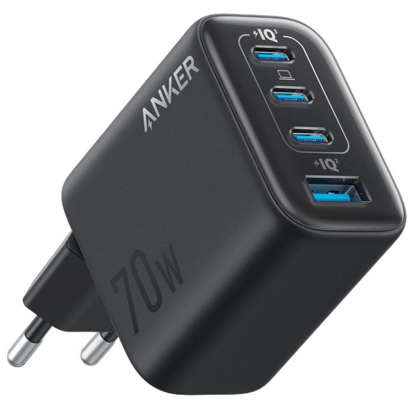 Anker Zolo fali töltő, 70W, 3.5A, 1 x USB-A - 3 x USB-C, Fekete A121CG11-0
