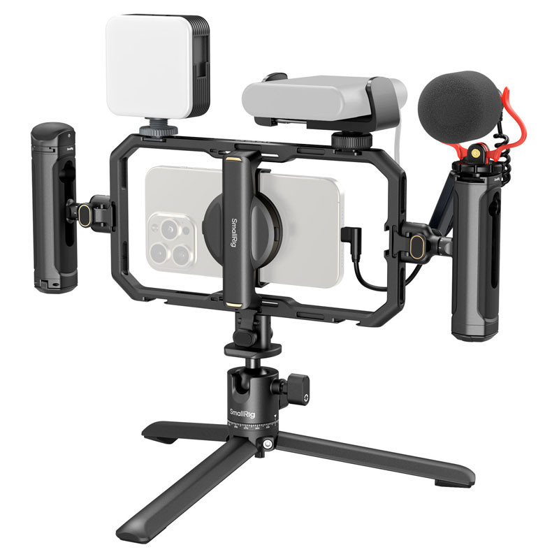 Smallrig 4704 All-in-One okostelefonos videós szett mikrofonnal és LED világítással-0
