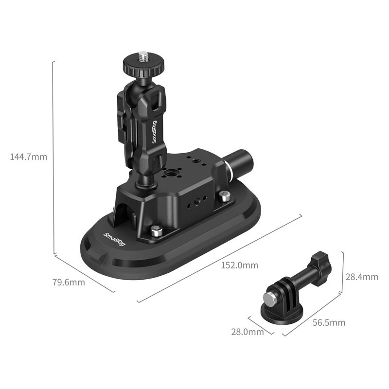 Smallrig 5842 Car Suction Cup Support 7.6 × 15 cm for Action Cameras-2