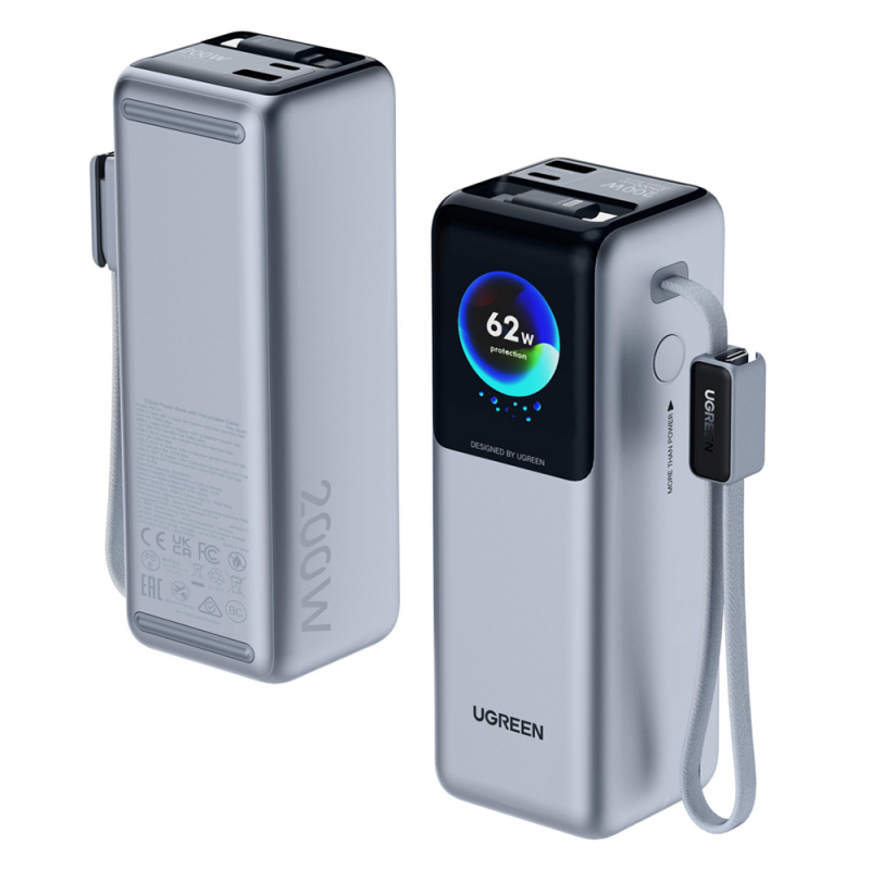 UGREEN PB728 (75702B) Powerbank, 25000mAh, 200W, QC + PD, Szürke-0