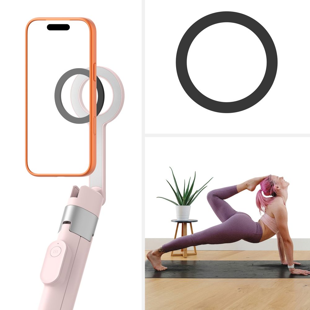 Tech-Protect L10S MagSafe Bluetooth szelfibot állvánnyal rózsaszín/szürke-4