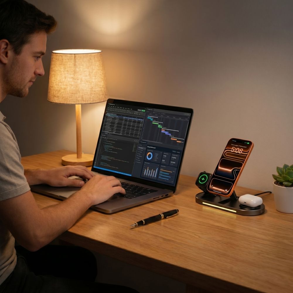 Tech-Protect A51 Arcticboost 3 az 1-ben mágneses MagSafe vezeték nélküli töltő 25W Qi2.2 fekete-9