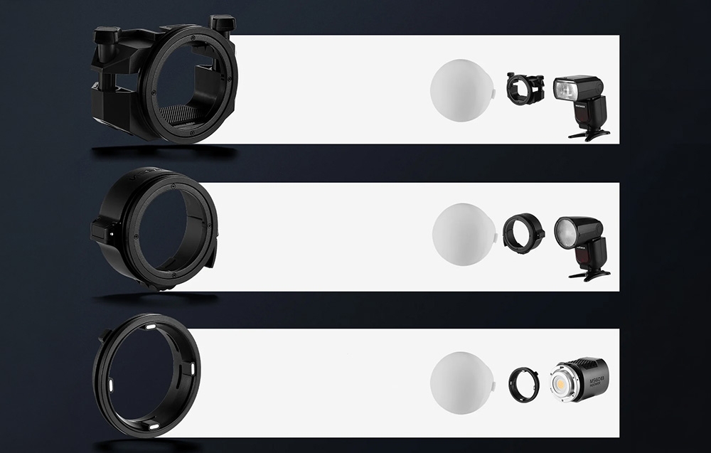 NEEWER összecsukható diffúziós kupola 3 adapterrel-4