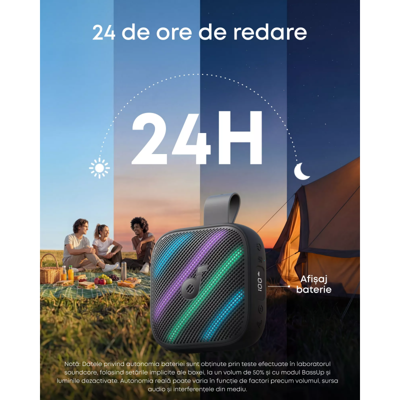 Bluetooth vízálló hangszóró Anker Soundcore Boom Go 3i, 15W, TWS, RGB,, fekete D5103010-5