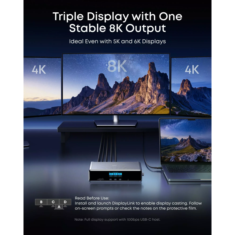 Anker Prime Hub, 3 x USB-A - 4 x USB-C - 1 x DisplayPort - 2 x HDMI - 1 x Jack 3.5mm - 1 x RJ45 - 1 x SD - 1 x microSD, Szürke A83B33A1-3