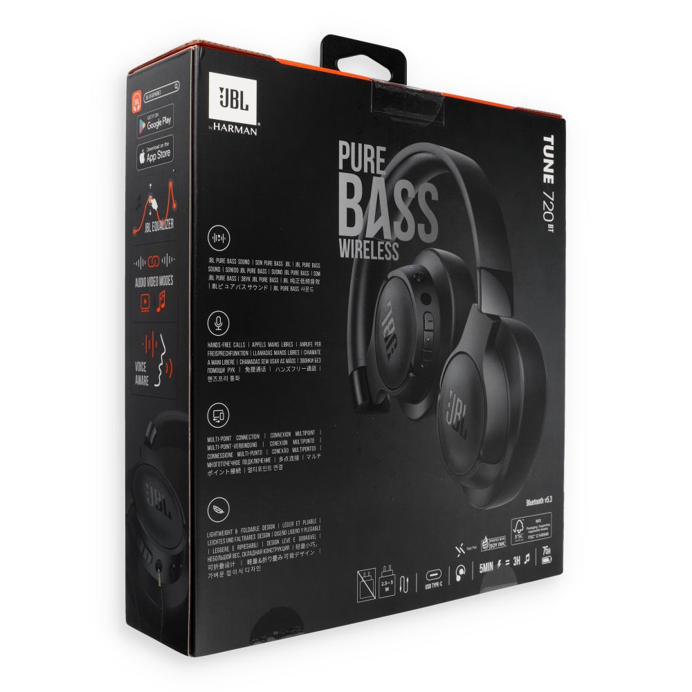 JBL Tune 720BT Bluetooth On-Ear Fejhallgató Fekete EU (JBLT720BTBLK)-6