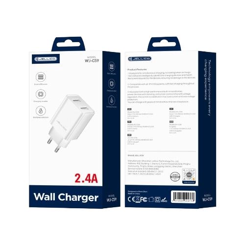 JELLICO fali töltő WJ-C59 2.4A 12W 2xUSB Fehér-0