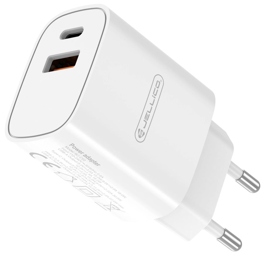 JELLICO fali töltő WJ-C60 PD 20W 1xUSB-C + 1xUSB QC3.0 + USB-C - USB-C kábel Fehér-4