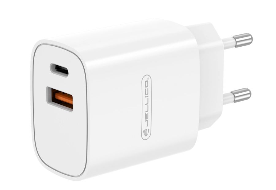 JELLICO fali töltő WJ-C60 PD 20W 1xUSB-C + 1xUSB QC3.0 + USB-C - USB-C kábel Fehér-2