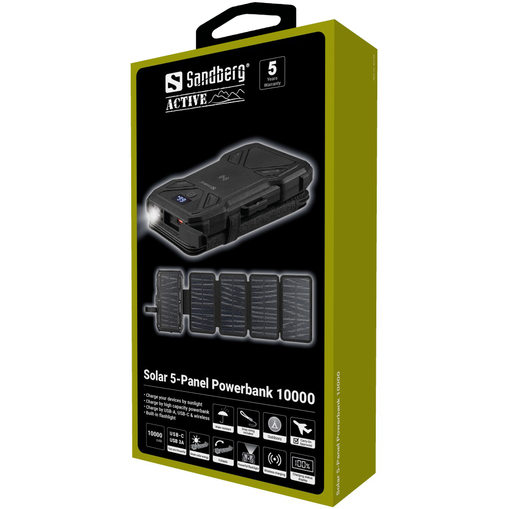 Sandberg napelemes töltő+powerbank 421-05 Solar 5-Panel Powerbank 10000-8