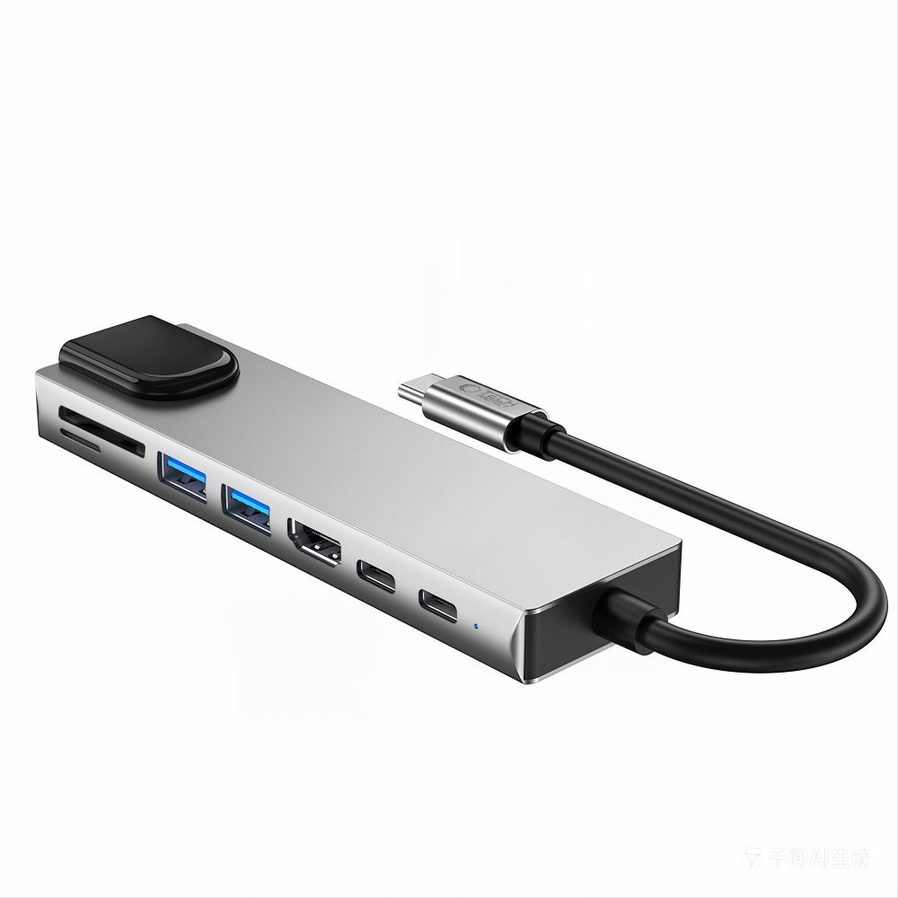 Tech-Protect HB09 8 az 1-ben Type-C / USB-C hub adapter Type-C + USB-A 3.0 + USB-C 3.0 + HDMI 4K 60Hz + SD/TF + PD 100W + RJ45 1000 Mb/s asztroszürke-9