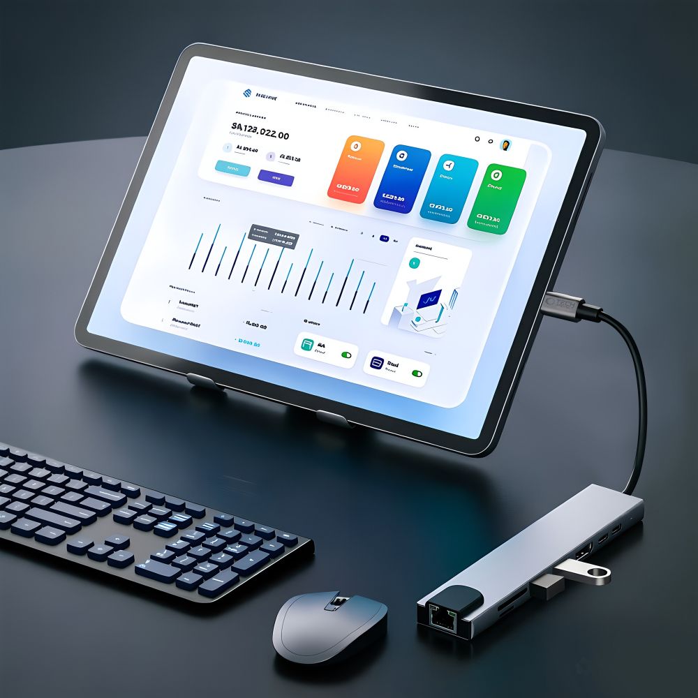 Tech-Protect HB09 8 az 1-ben Type-C / USB-C hub adapter Type-C + USB-A 3.0 + USB-C 3.0 + HDMI 4K 60Hz + SD/TF + PD 100W + RJ45 1000 Mb/s asztroszürke-1