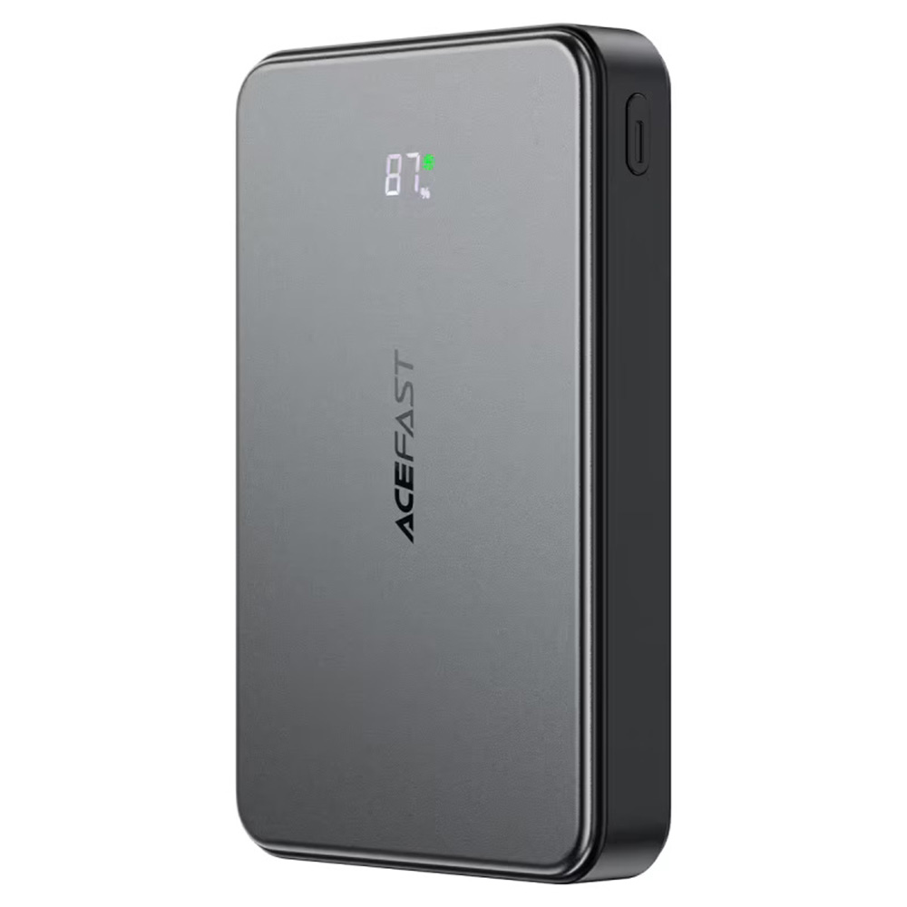 Acefast - Mágneses Vezeték Nélküli Powerbank (M31) - Type-C Kábellel, MagSafe, Gyors Töltés, 2xUSB-C, LED, 10000mAh, 22.5W - Fekete-4