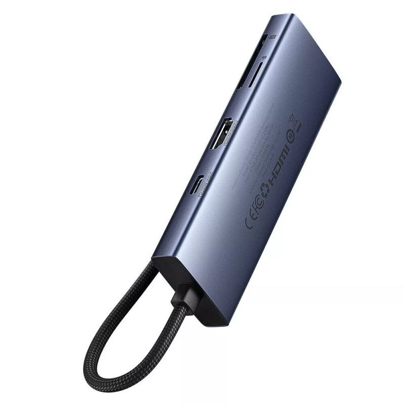 USB-C Hub Baseus UltraJoy, 3 x USB-A 3.0 - 1 x USB-C - 1 x HDMI - 1 x SD - 1 x microSD, Szürke-2