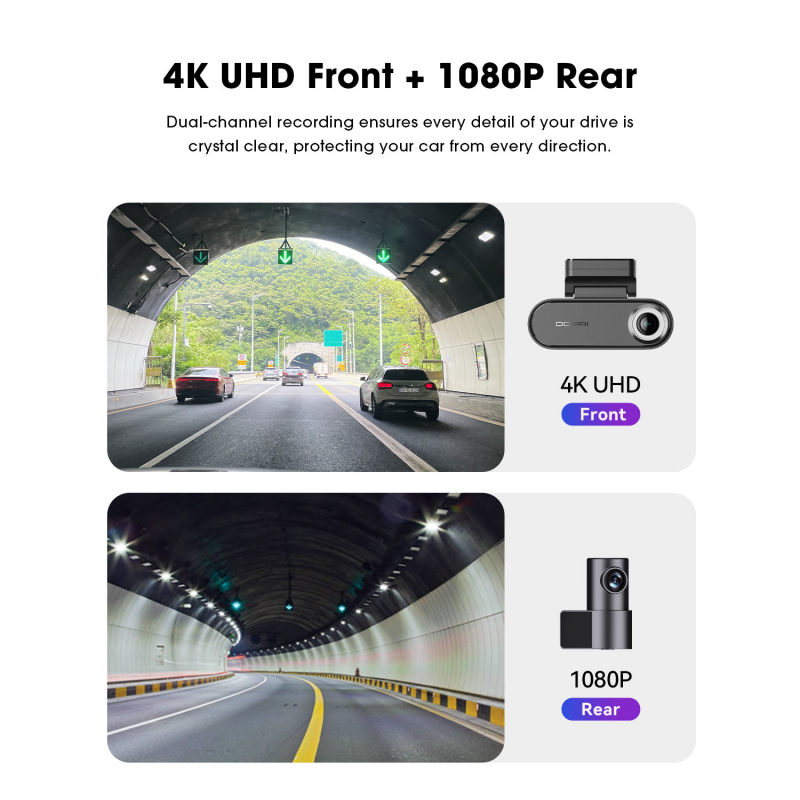 Dash + Rear Camera DDPAI N5 Dual 2026, 4K, Wi-Fi, GPS, AI, Fekete-4