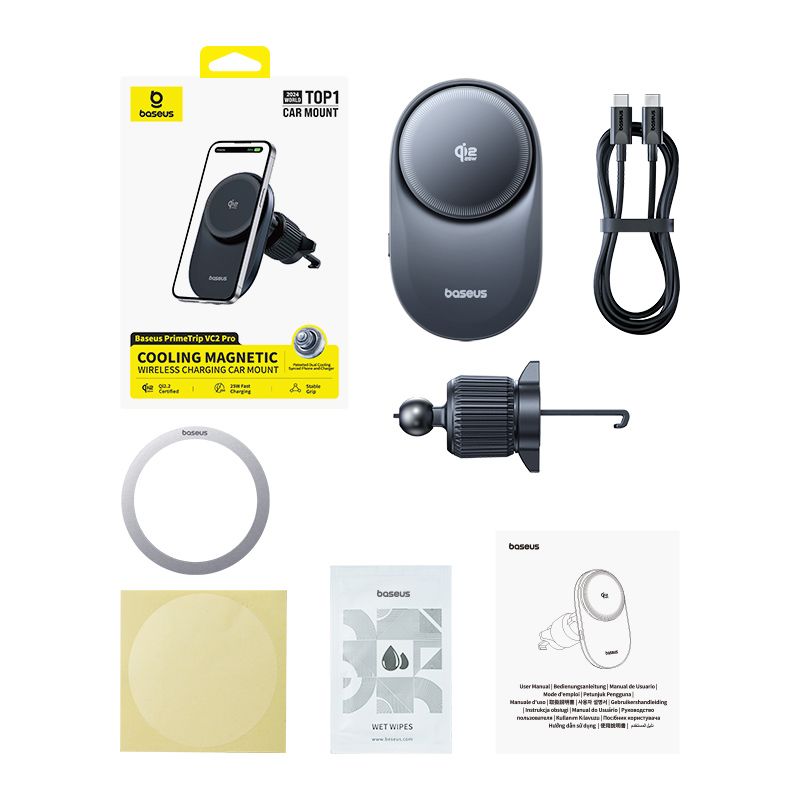 Vezeték nélküli autós töltő Baseus PrimeTrip VC2 Pro, 25W, 1.67A, Fekete C0013N00-4