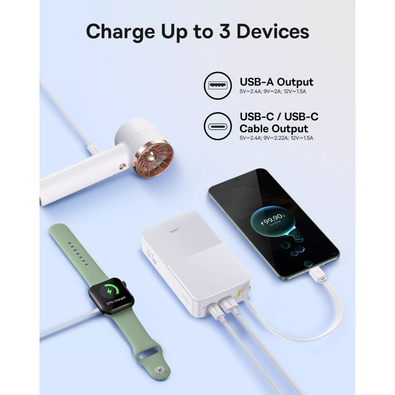 Powerbank Baseus EnerFill Bipow2 Pro, 20000mAh, 22.5W, QC + PD, Fehér E0027700-4