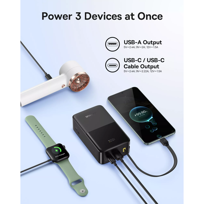 Powerbank Baseus EnerFill Bipow2 Pro, 30000mAh, 22.5W, QC + PD, Fekete E0028100-2