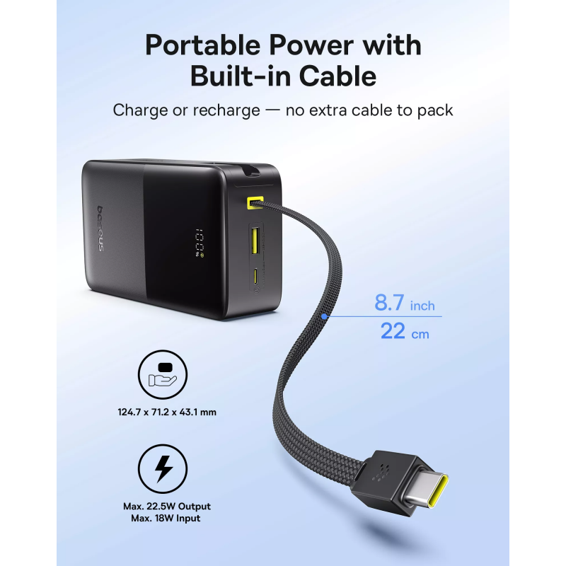 Powerbank Baseus EnerFill Bipow2 Pro, 30000mAh, 22.5W, QC + PD, Fekete E0028100-5
