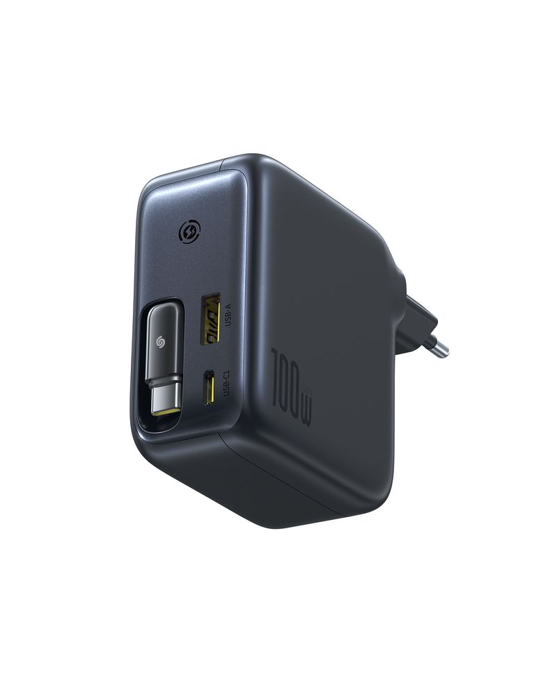 Hálózati USB-C töltő adapter Baseus EnerCore CJ11, 100W, 5A, 1 x USB-C - 2 x USB-C, USB-C kábellel, fekete E0120M00-1