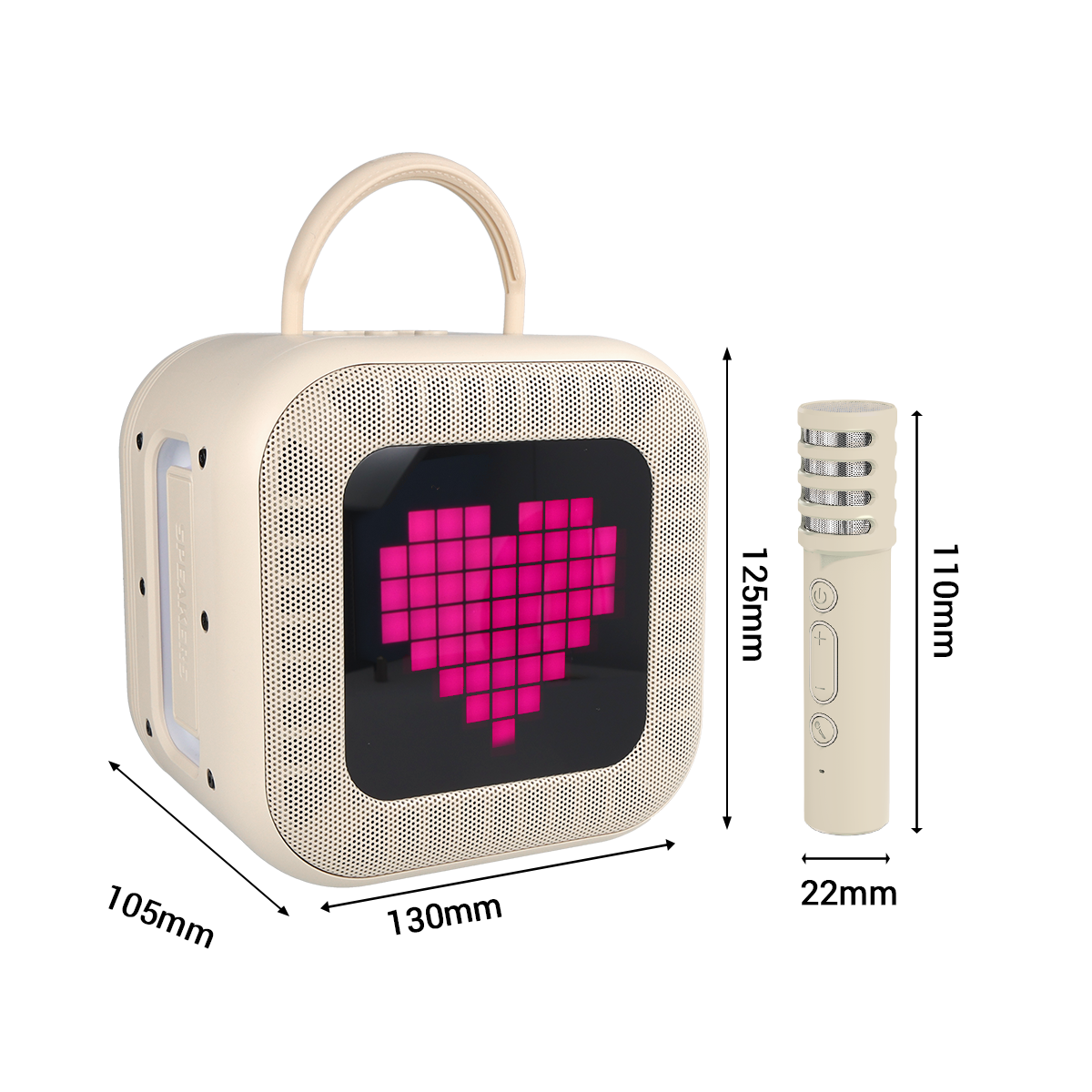 Blavec Hordozható Bluetooth Hangszóró WS-09 Karaoke Fun - 10W két mikrofonnal és kijelzővel (WS09-2MBE) bézs-1