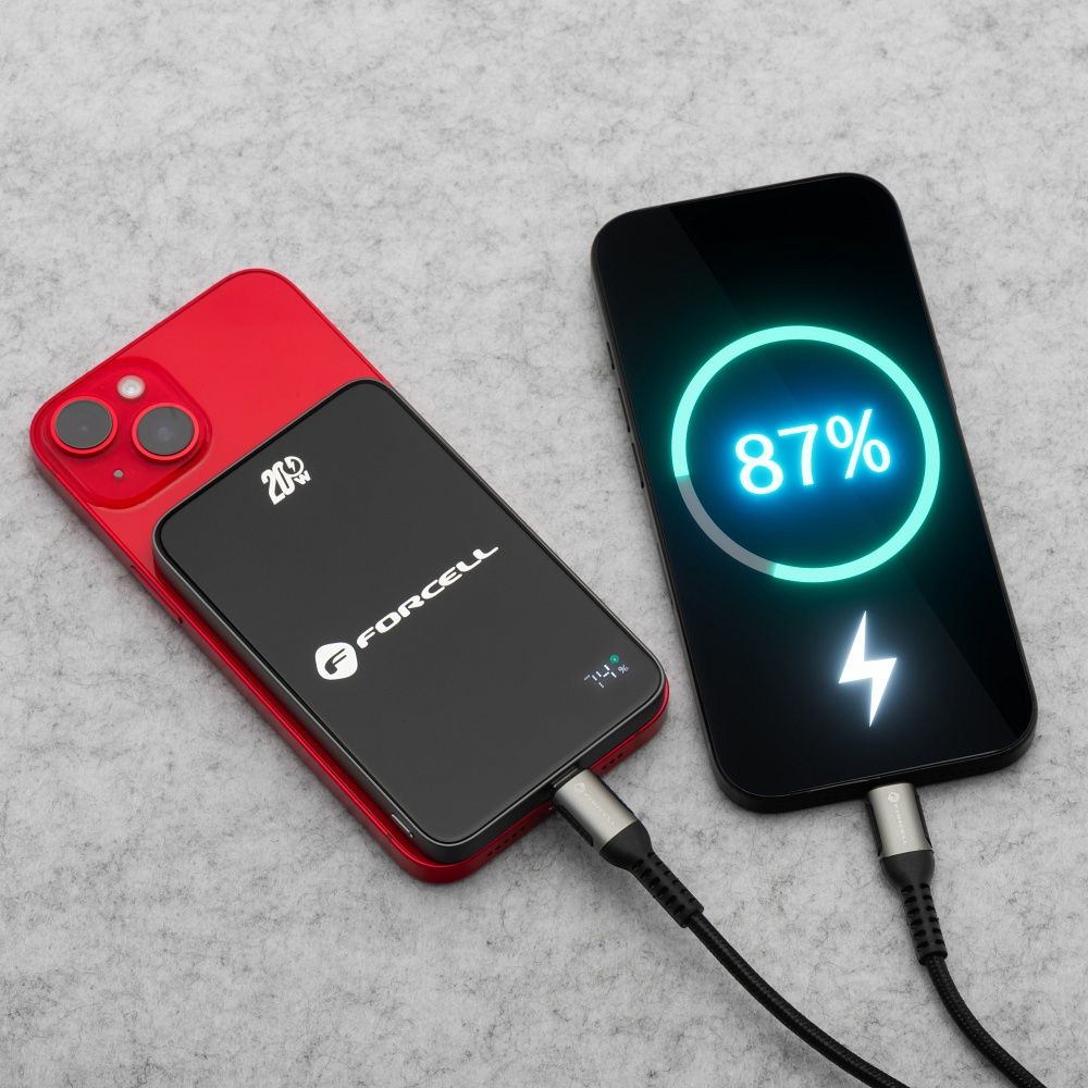 FORCELL F-ENERGY F5K8 Szuper Vékony powerbank MagSafe-kompatibilis PD3.0 QC4.0 15W 5000 mAh fekete-18