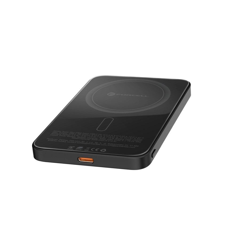 FORCELL F-ENERGY F5K8 Szuper Vékony powerbank MagSafe-kompatibilis PD3.0 QC4.0 15W 5000 mAh fekete-6