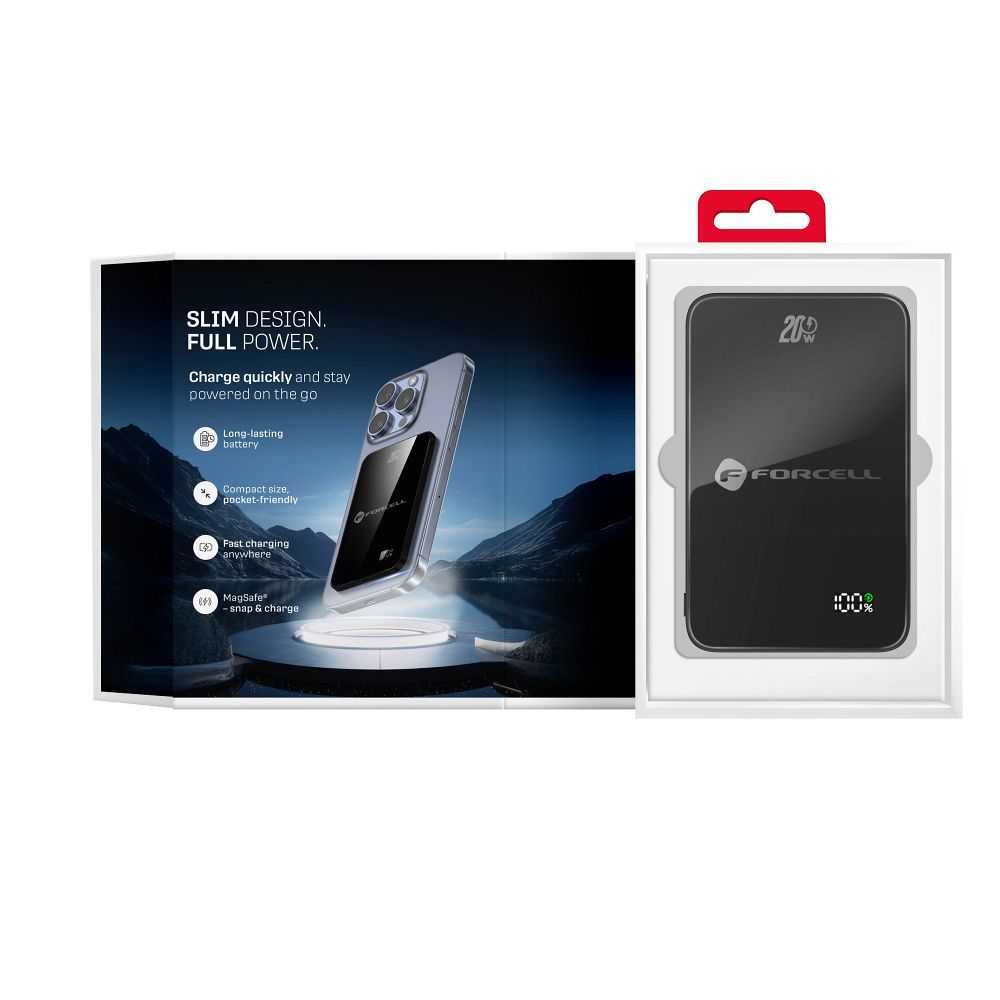 FORCELL F-ENERGY F5K8 Szuper Vékony powerbank MagSafe-kompatibilis PD3.0 QC4.0 15W 5000 mAh fekete-8