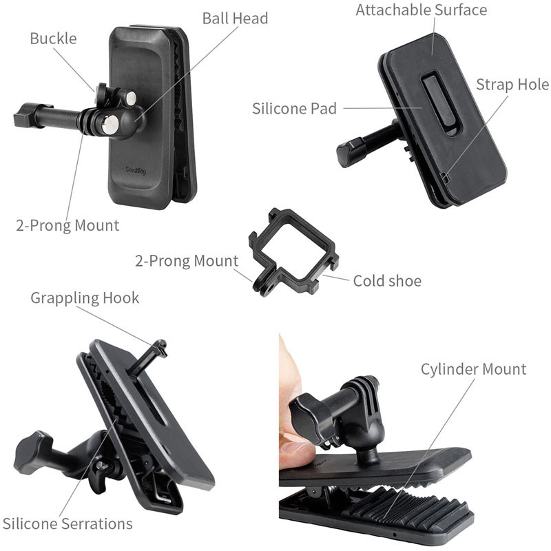 Smallrig 6052 hátizsákpánt csipeszes rögzítő DJI Osmo Pocket 4 és Pocket 3 kamerához-1