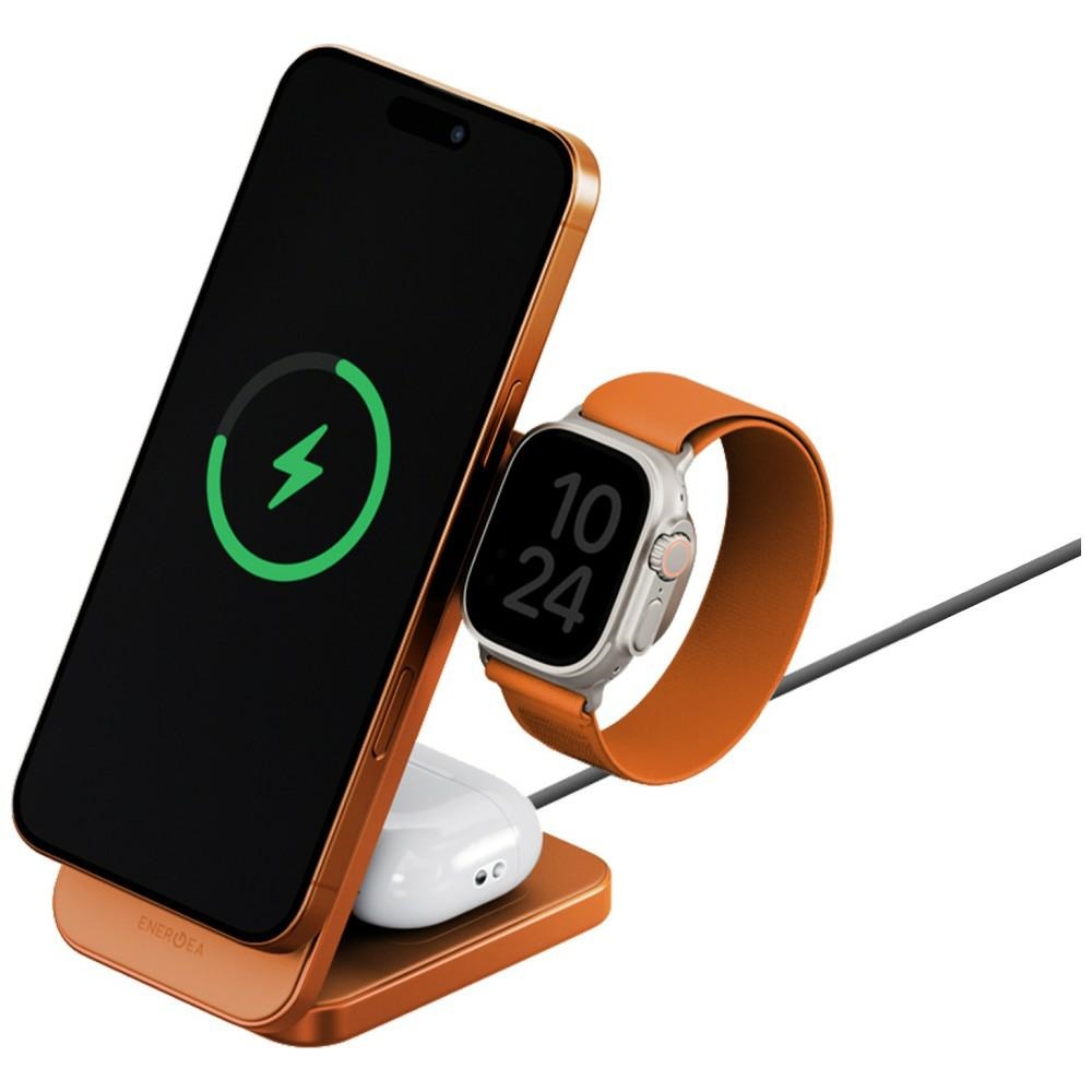 Energea MagTrio 2 3 az 1-ben Qi2 25W összecsukható vezeték nélküli töltő narancssárga-0